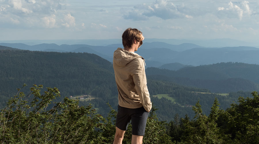 Man looking out at view