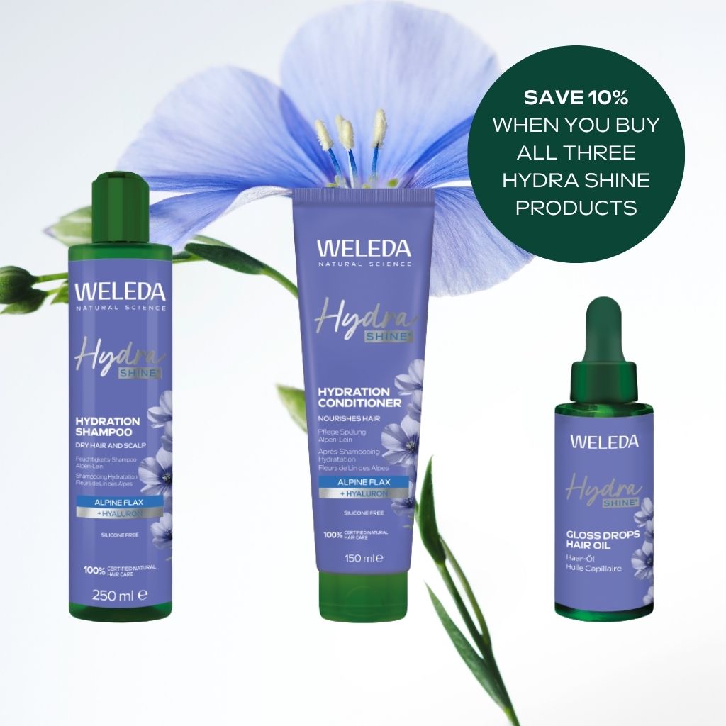 Save 10% when you buy all three Hydra Shine Hair products